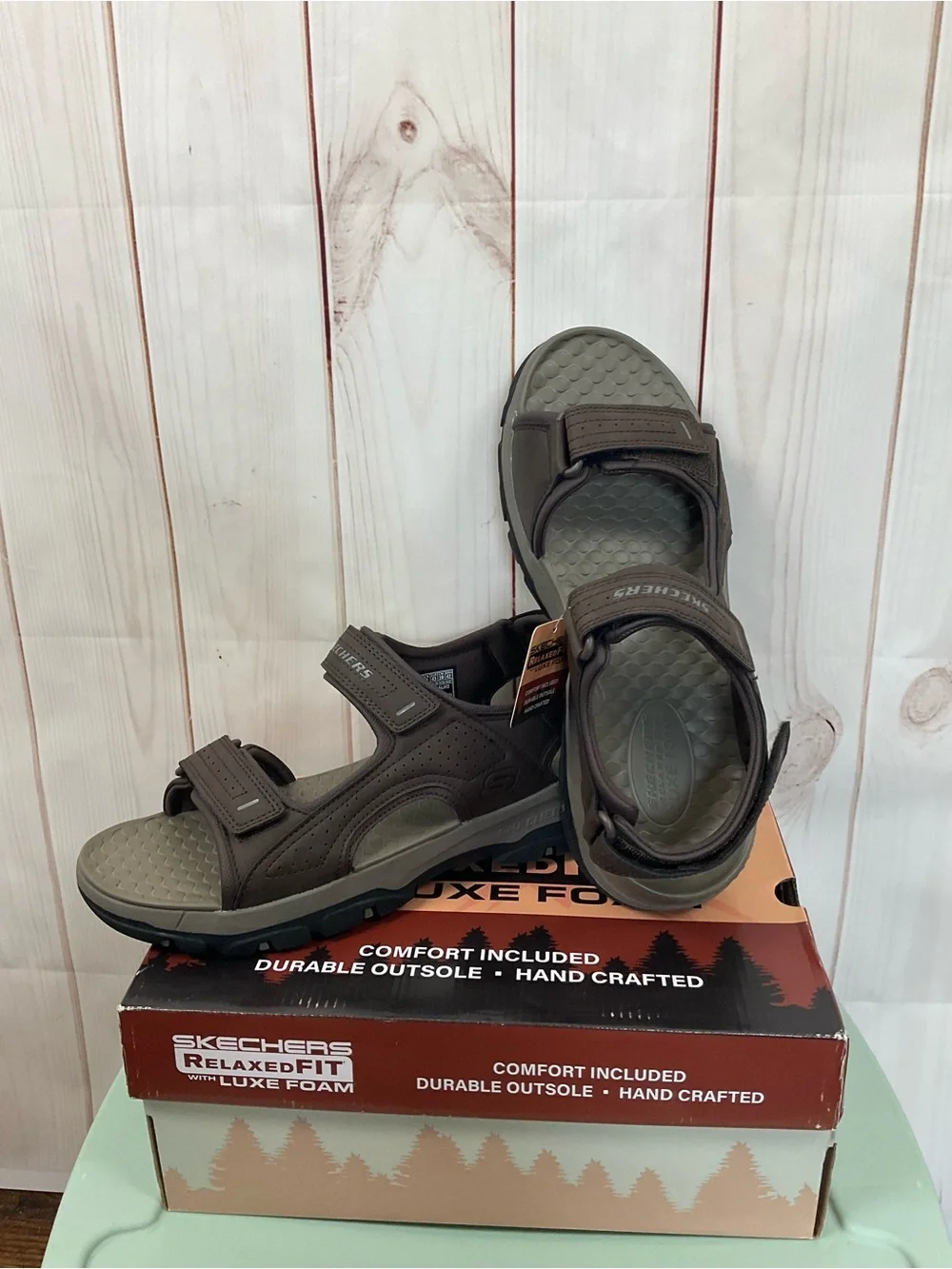 Skechers Men’s Brown Adjustable Strap Sandals Size 10 New